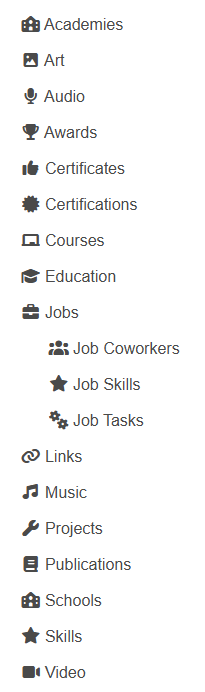 admin portfolio page